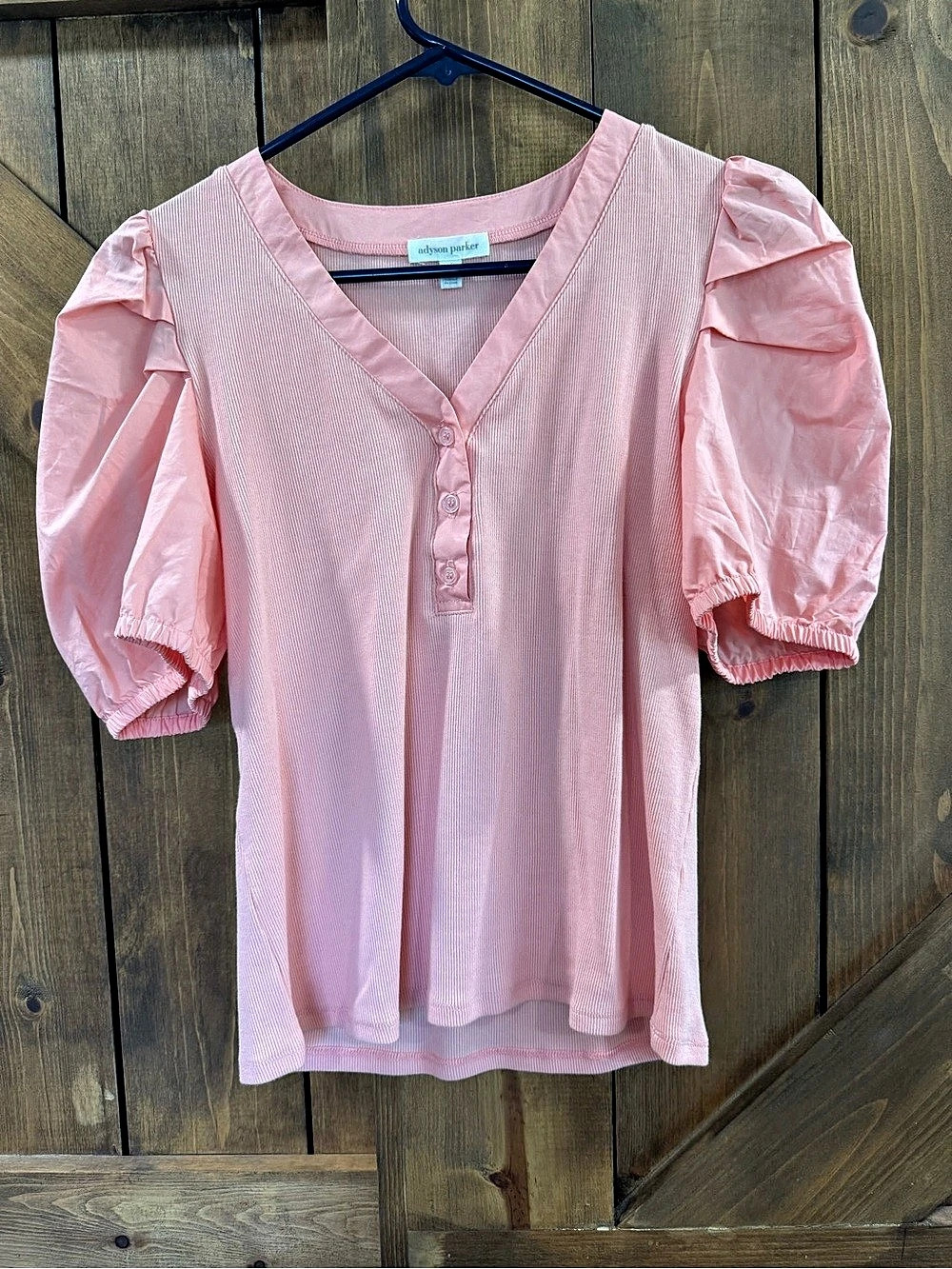 Adyson Parker Pink Puff Sleeve Blouse Size Medium Like New
